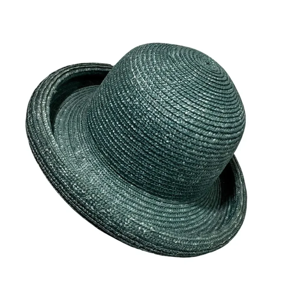 Vintage 90's Betmar straw hat rolled brim faded aqua blue sunhat cottagecore